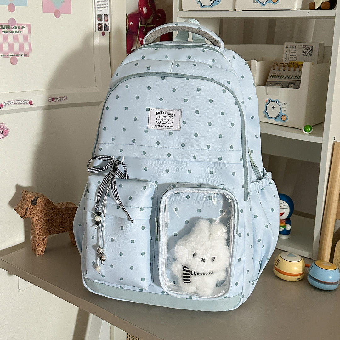Playful Polka Dot Backpack with Transparent Window Stornfield