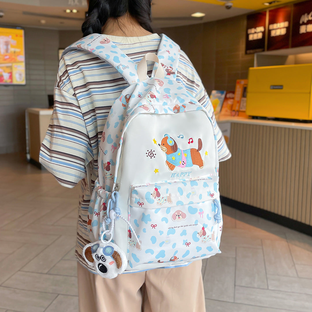 Backpack with Cheerful Dog Design and Multifunctional Compartment Layout Stornfield