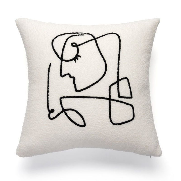 Fluffy decorative cushion with zigzag pattern