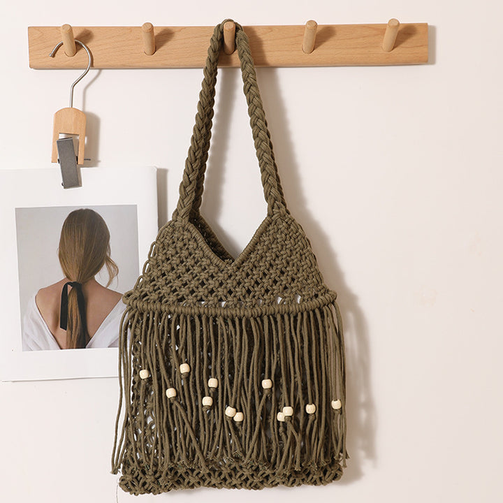 Crocheted beach bag with fringe details Stornfield