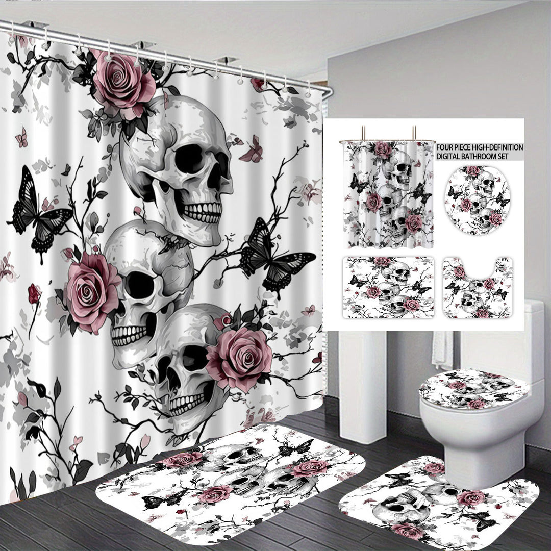 Artistic Skull and Floral Themed Bathroom Set Stornfield