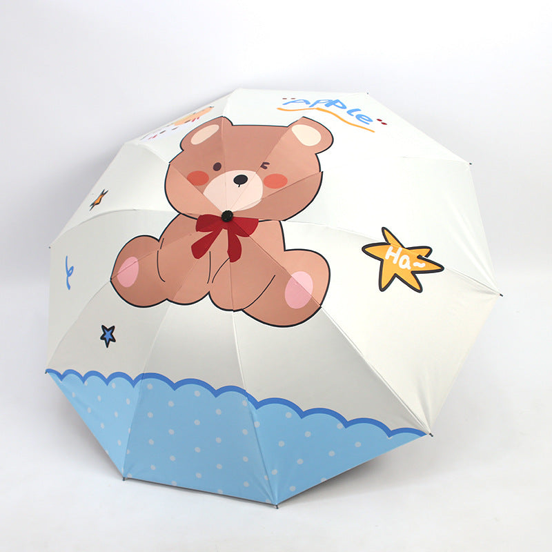 Women's Creative Folding Umbrella with Cute Bear Design Stornfield
