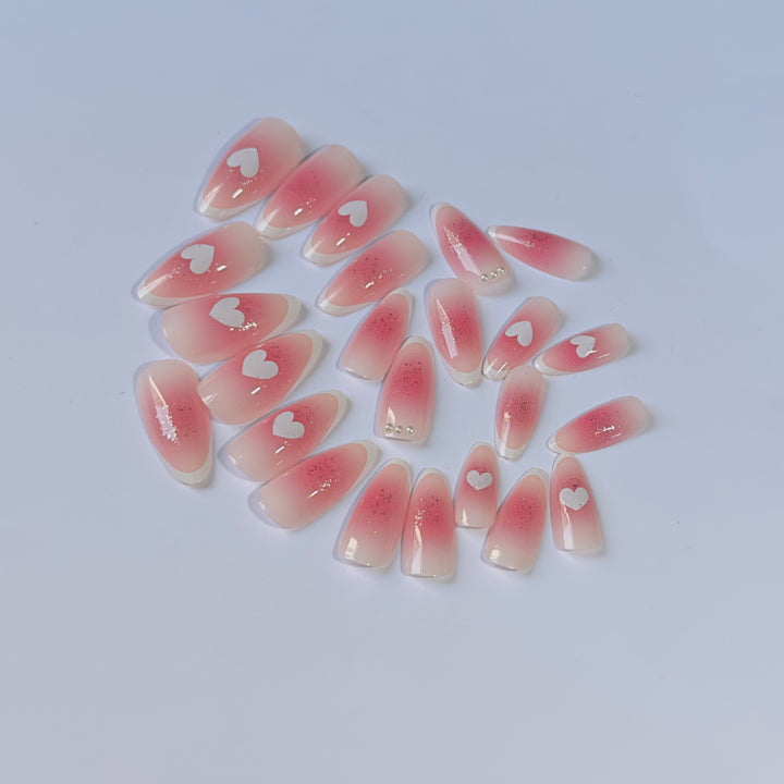 Heart-Patterned Acrylic Nail Art Set