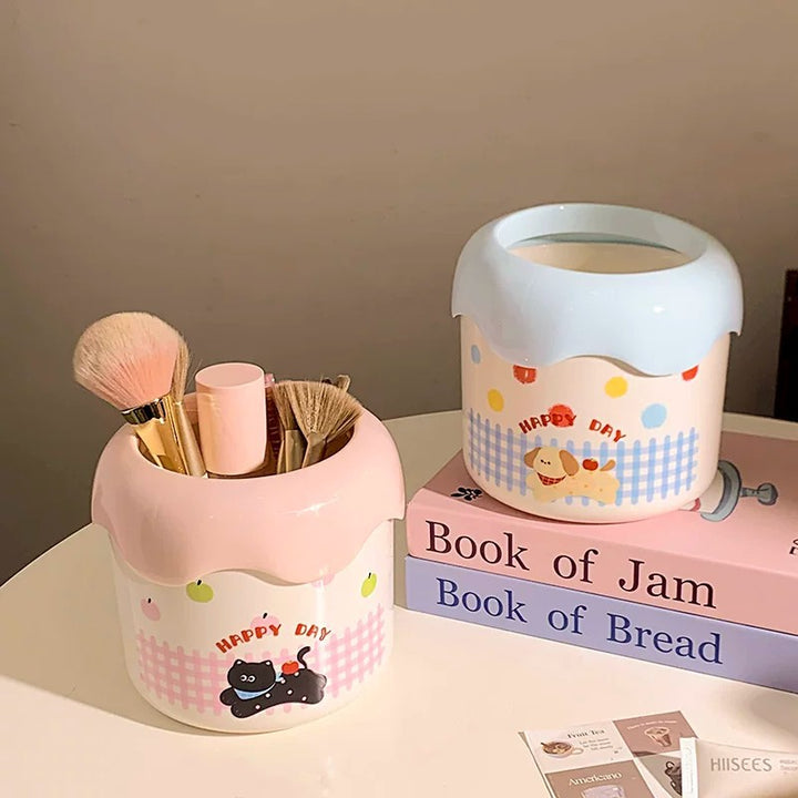 Decorative trash can with playful dog design Stornfield