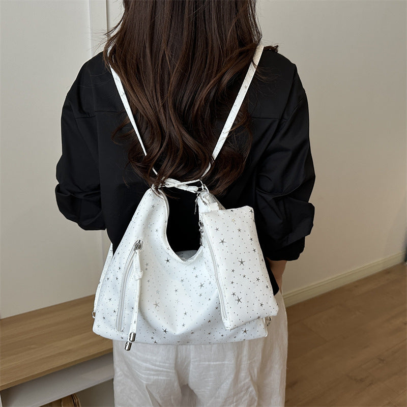 Star-Embellished Hobo Handbag