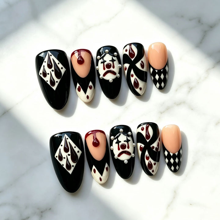Artistic Press-On Nail Art Set with Intricate Patterns Stornfield