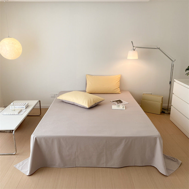 Smooth cotton percale bed sheet set with extra overhang and reversible pillowcases