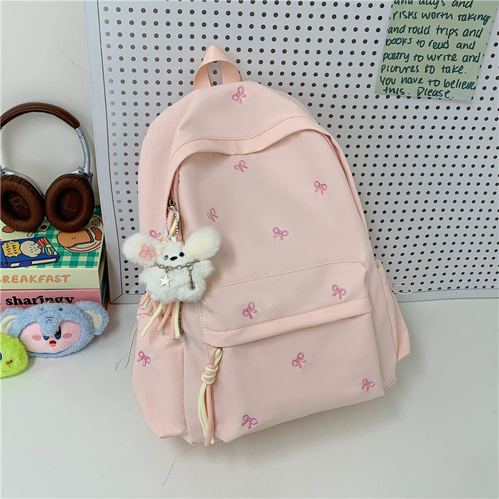 Backpack with Charming Bow Design and Practical Compartments Stornfield