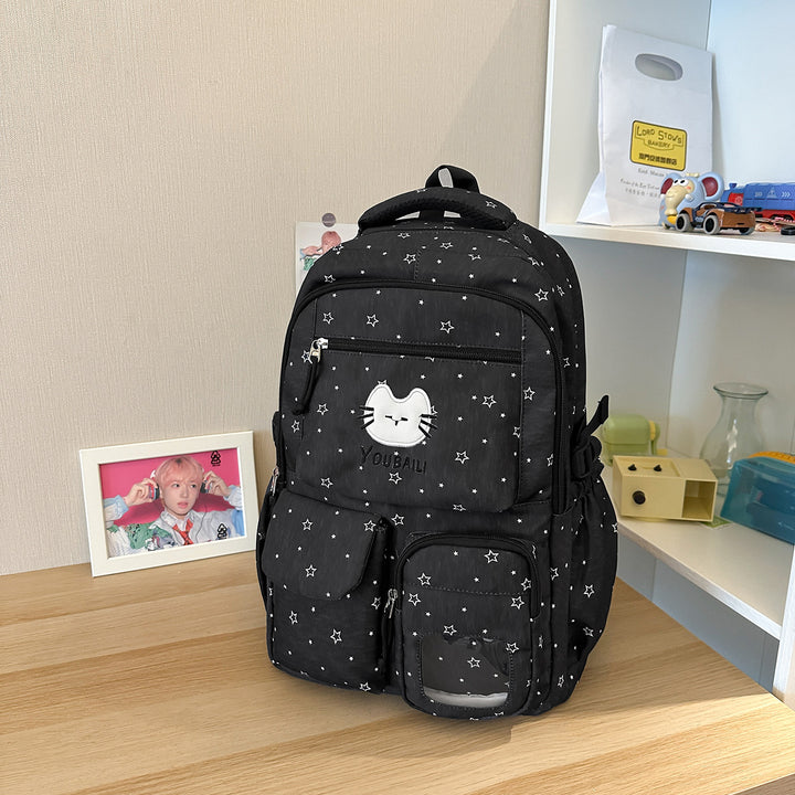 Playful Cat-Print School Backpack Stornfield