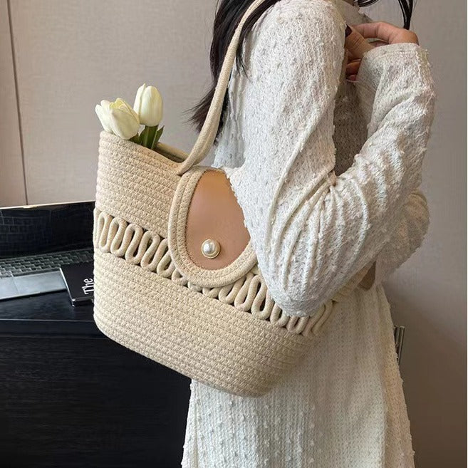 Handcrafted basket bag with elegant leather trim Stornfield
