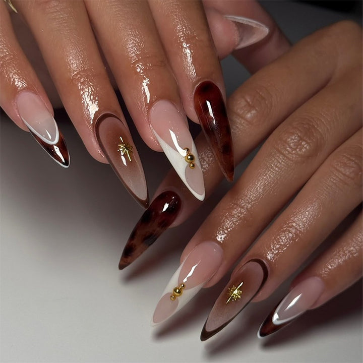 Elegant artificial nail set with exquisite patterns and sparkling accents Stornfield