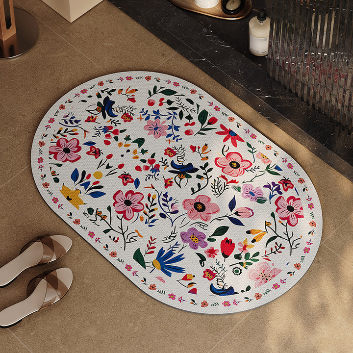 Floral Design Bathroom Mat