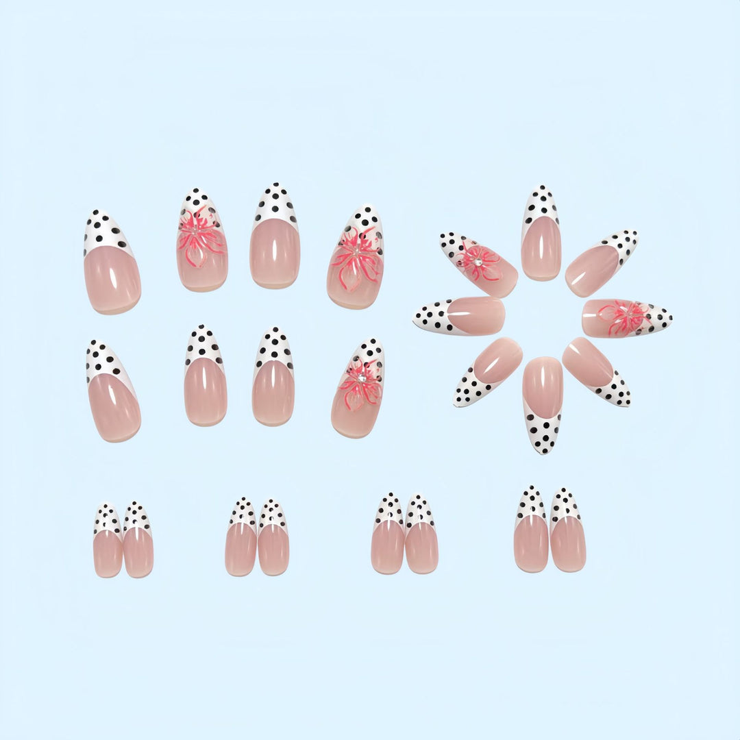 Artificial nails with floral accent and elegant tip Stornfield