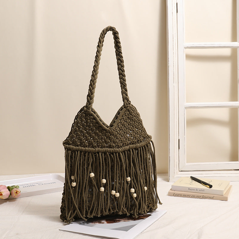 Crocheted beach bag with fringe details Stornfield
