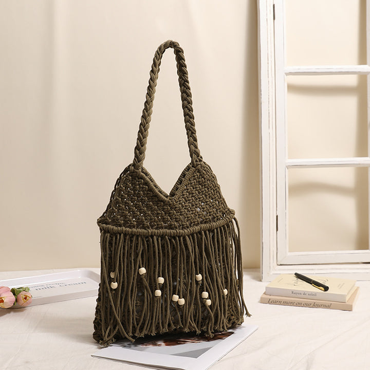 Crocheted beach bag with fringe details Stornfield