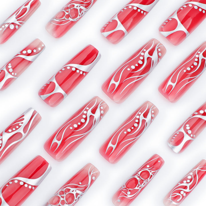 Artful nail extensions with floral and glossy design Stornfield