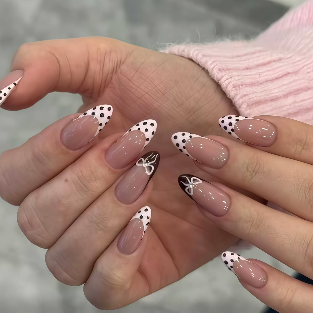 Chic Polka Dot French Tip Nail Art Extensions Stornfield