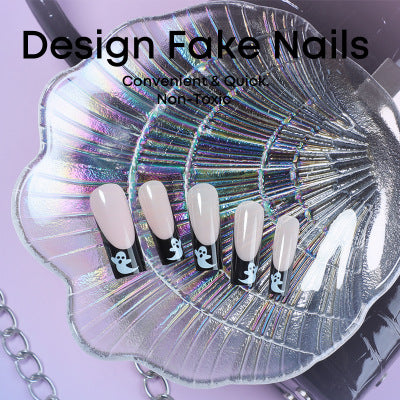 Creative Halloween Nail Art Set with Creepy Ghost Designs and Glittery Colors Stornfield