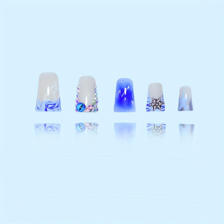 Decorative Press-On Nail Art Set with Gemstone Accents Stornfield