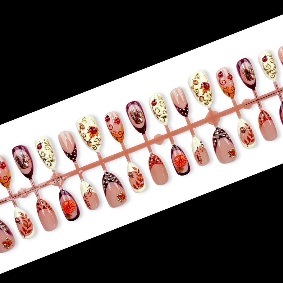 Decorative Autumn-Themed Press-On Nail Art Set