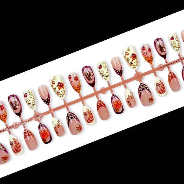 Decorative Autumn-Themed Press-On Nail Art Set