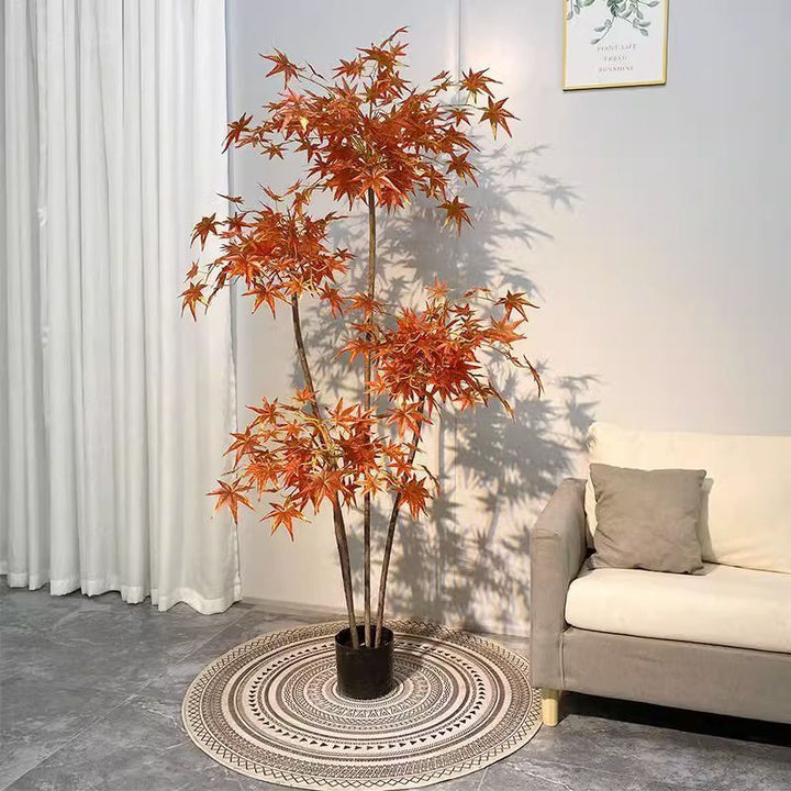 Lifelike Artificial Maple Tree with Decorative Basket