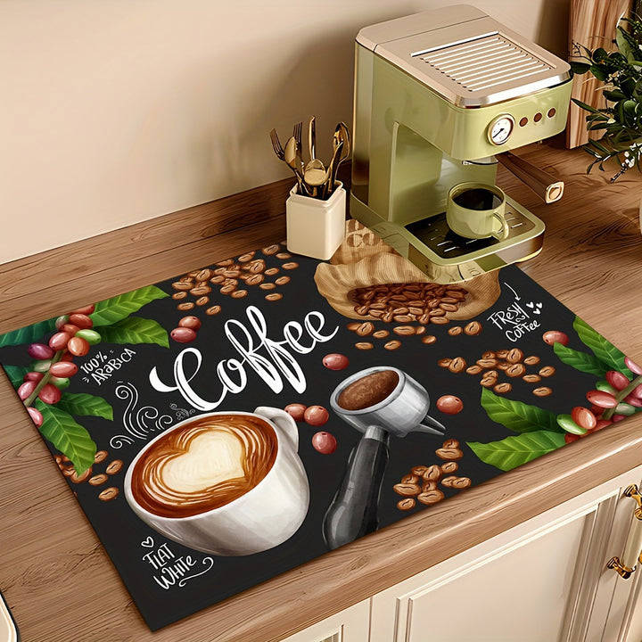Coffee-Themed Kitchen Mat
