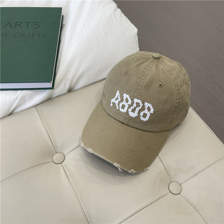 Women's Distressed Cotton Baseball Cap with Graphic Detailing Stornfield