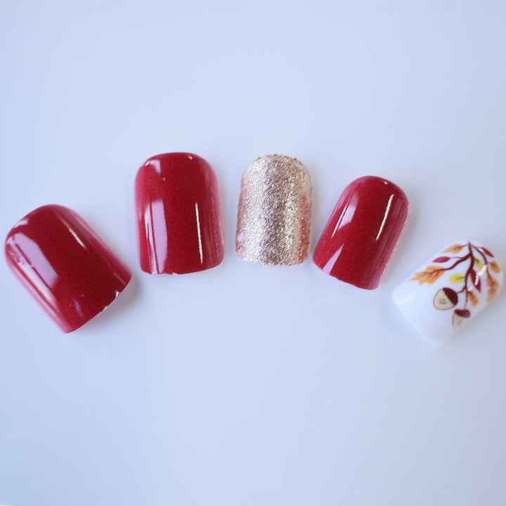 Artistic Fall-Themed Press-On Nail Art Stornfield