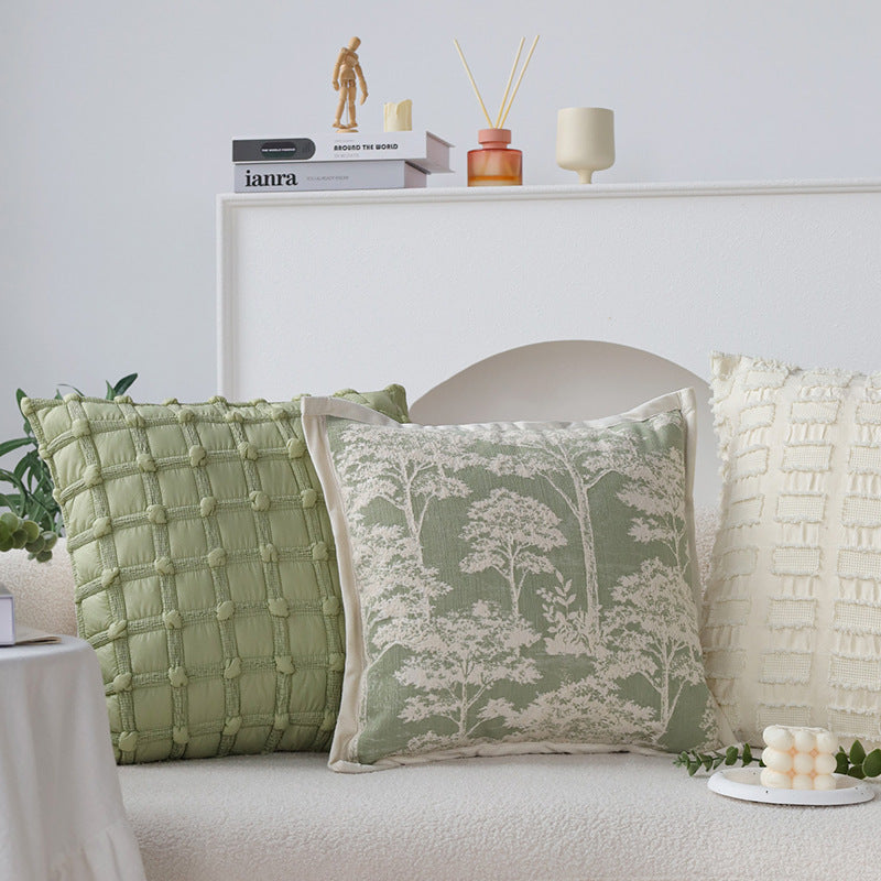 Square decorative cushion cover with textured chenille surface and concealed zipper Stornfield