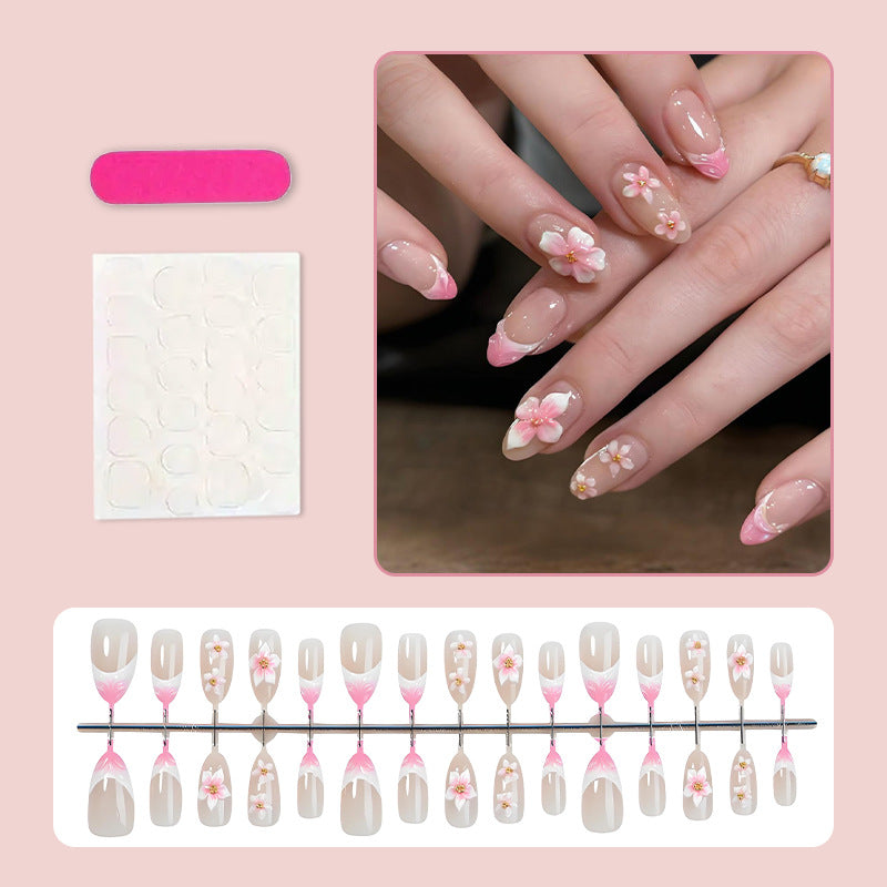 Artificial nail set with romantic flower and ombre effects Stornfield