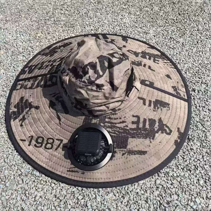 Ventilated outdoor fishing hat with two rechargeable fans, waterproof material and adjustable chin strap Stornfield