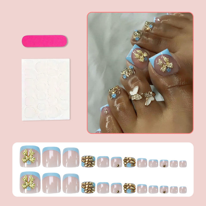 Art nail set with glamorous flower and glitter decorations Stornfield