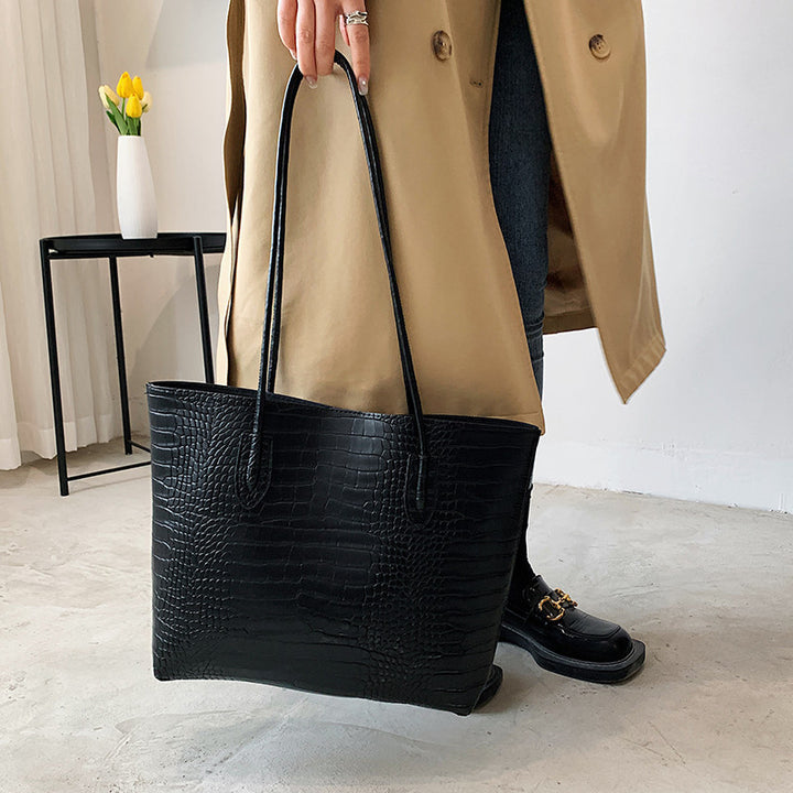 Crocodile-Embossed Tote Bag with Detachable Clutch Stornfield