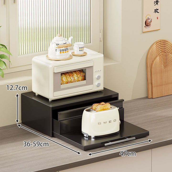 Adjustable Slide-Out Countertop Appliance Drawer and Pull-Out Platform Organizer