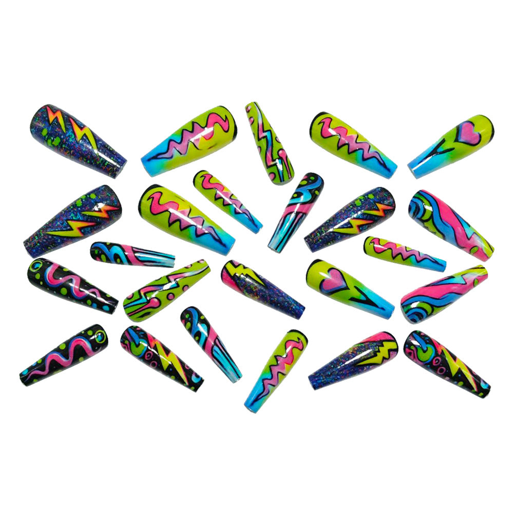 Trendy Artificial Nails In Creative Neon Design Stornfield
