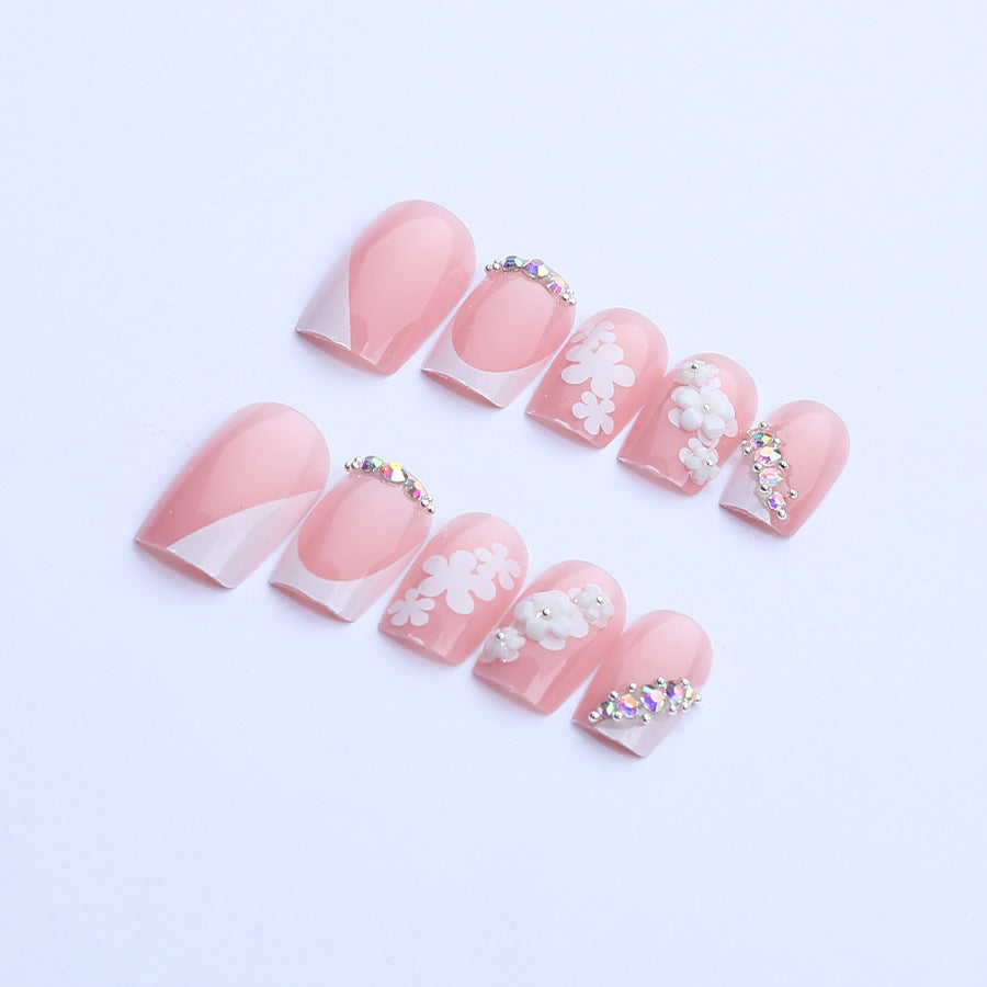 Elegant Floral-Embellished Press-On Nail Art Set Stornfield