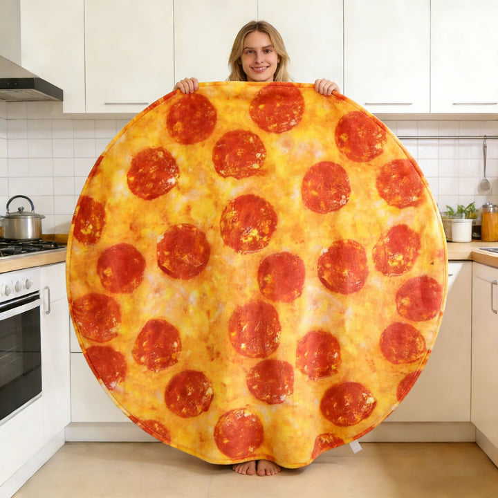 Pizza-Themed Round Fleece Blanket