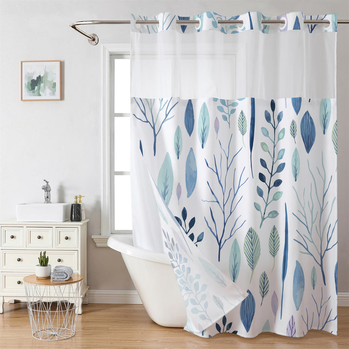 Tropical Leaf Print Shower Curtain Stornfield
