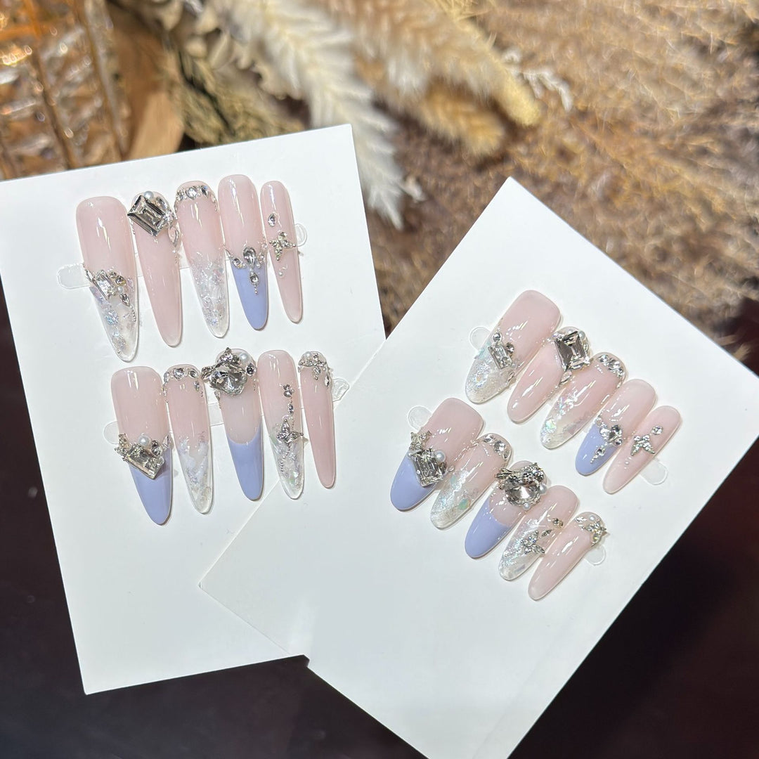 Elegant Stiletto Press-On Nail Art Set with Rhinestone Embellishments Stornfield