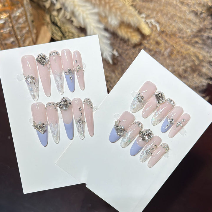 Elegant Stiletto Press-On Nail Art Set with Rhinestone Embellishments Stornfield