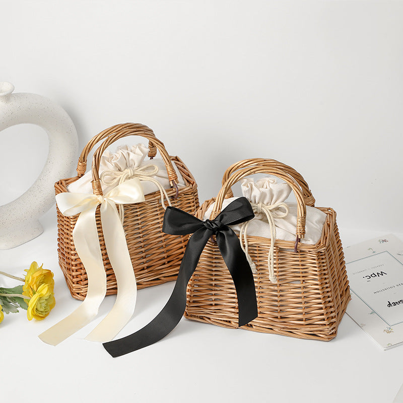 Women's Handwoven Basket Bag with Elegant Bow Accent Stornfield