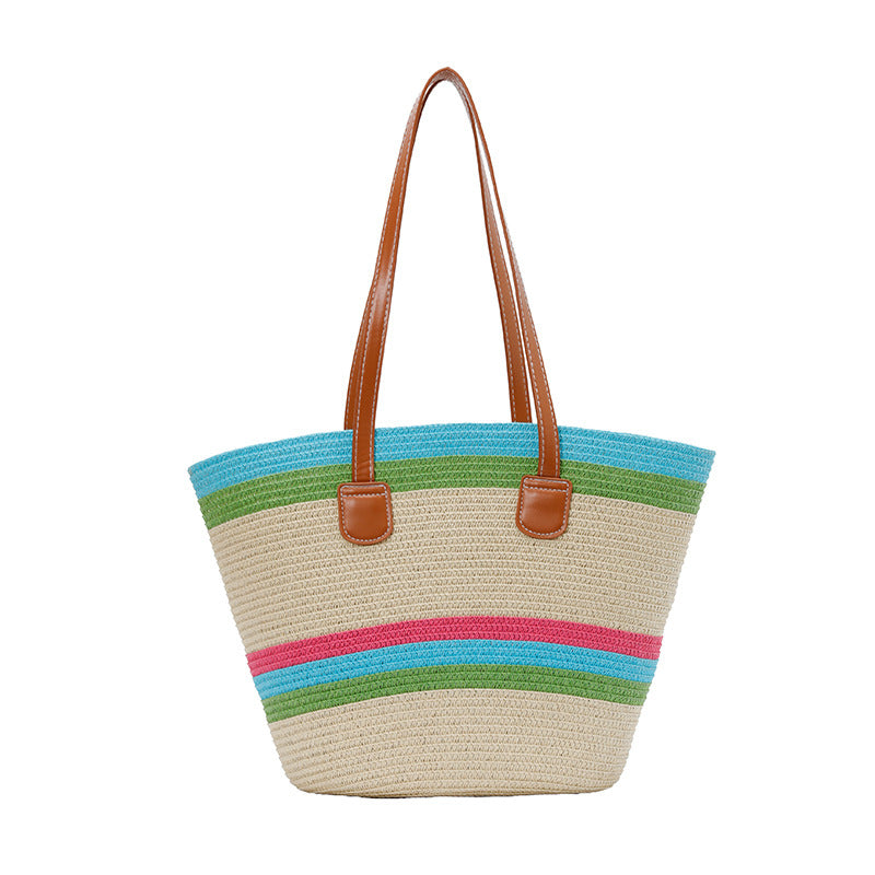 WoColorful Straw Beach Tote Bag Stornfield