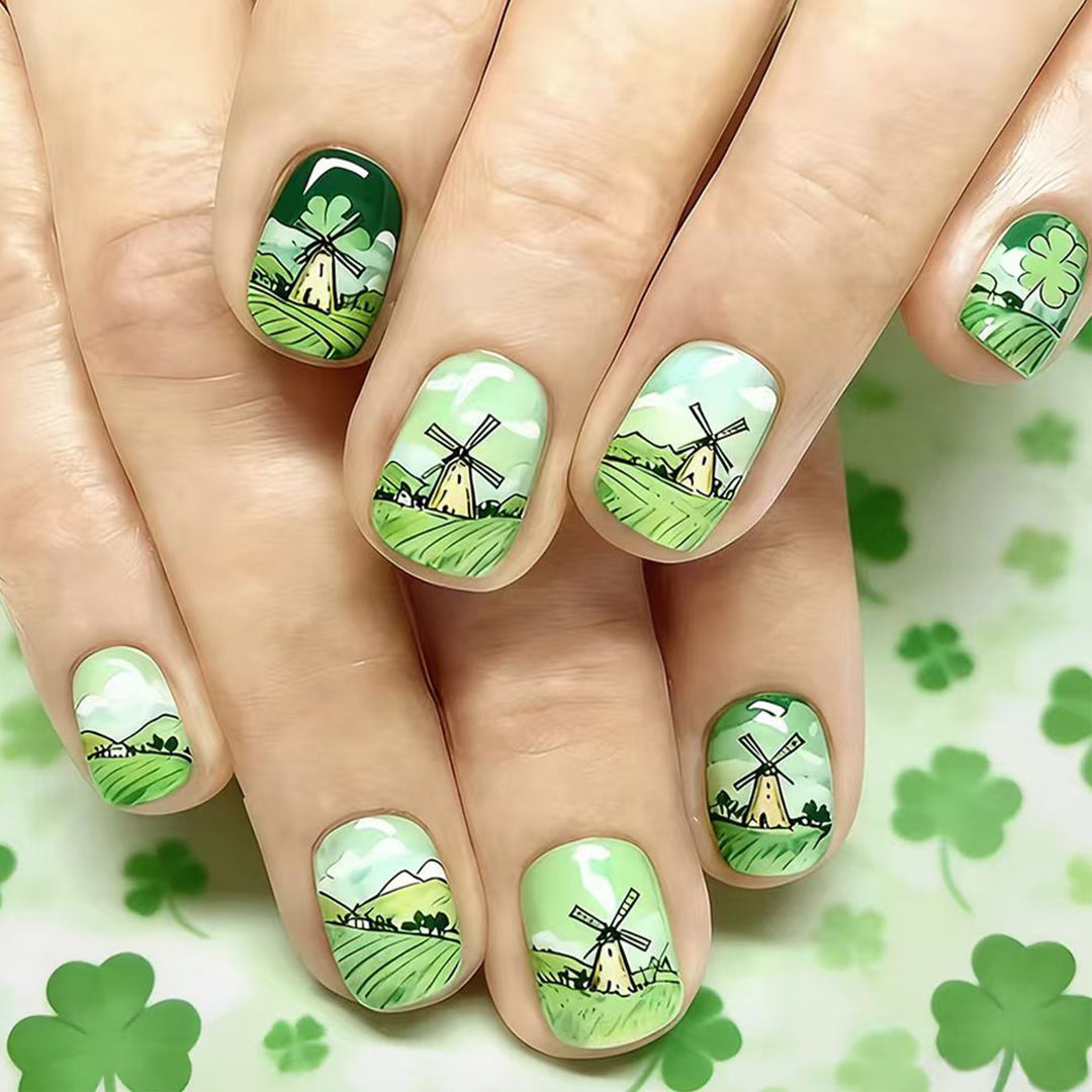 Artistic Landscape-Themed Press-On Nail Set