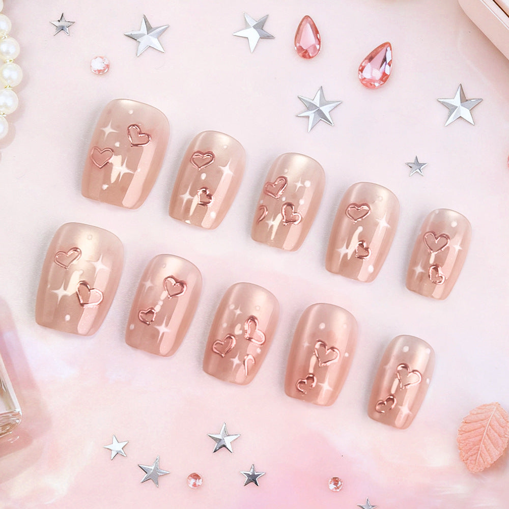 Heart-Embellished Press-On Nail Set Stornfield