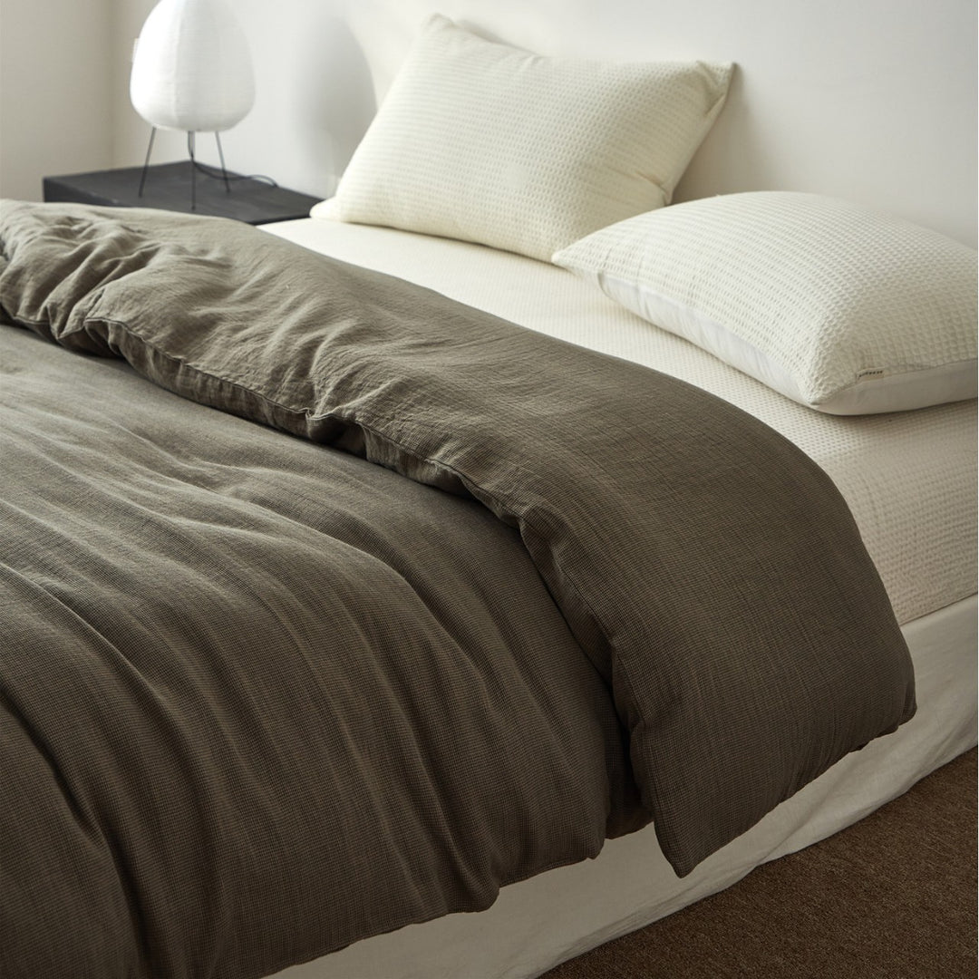 Washed Crinkle Linen-Blend Textured Duvet Cover