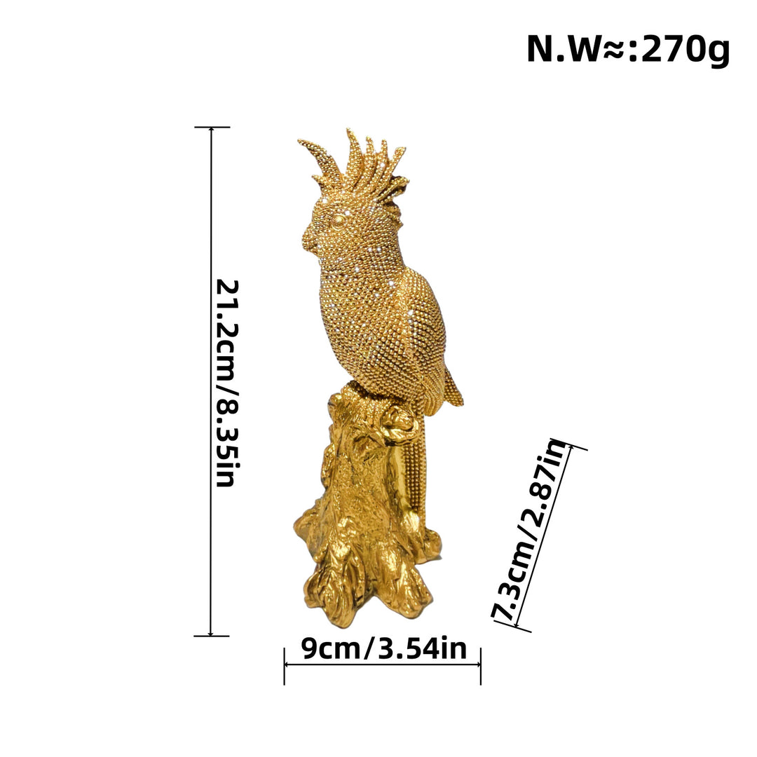 Shiny parrot figure on tree stump Stornfield