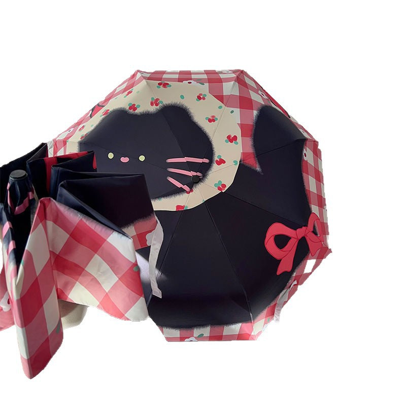 Women's Foldable Umbrella with Stylish Check Pattern Stornfield