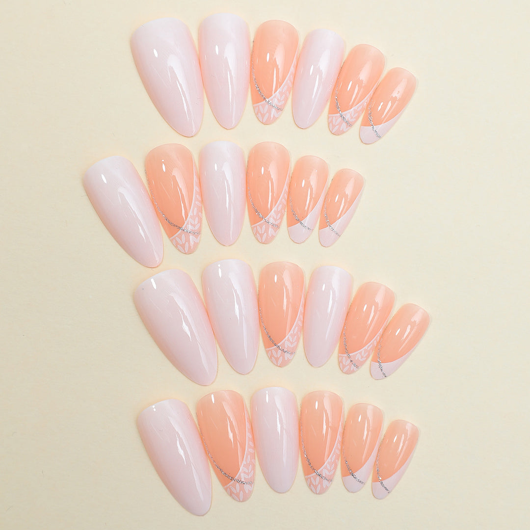 Decorative Press-On Nail Set with Stylish Heart and Gem Accents Stornfield