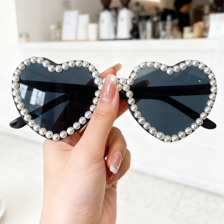 Heart-Shaped Pearl-Accent Sunglasses Stornfield